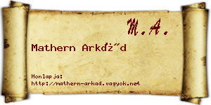 Mathern Arkád névjegykártya